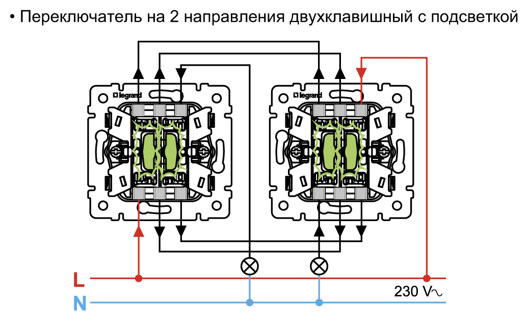 Проходной выключатель legrand схема подключения Как подключить проходной выключатель: обзор вариантов - hobbihouse.ru