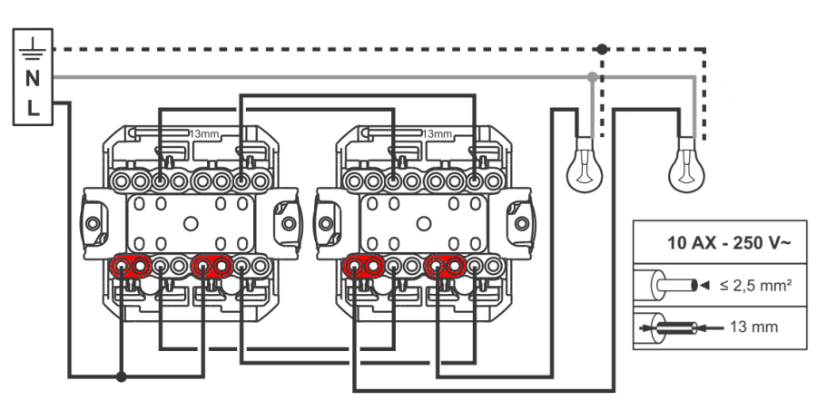Проходной выключатель legrand схема подключения Подключение проходного выключателя legrand