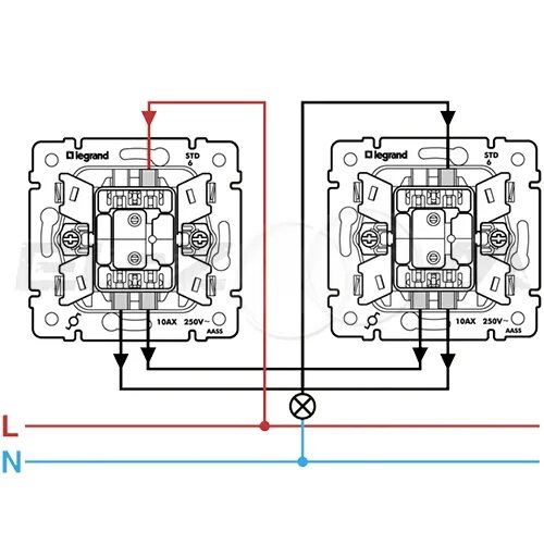 Проходной выключатель lezard схема подключения Выключатель 1-клавишный проходной Legrand Valena белый 10АX Купить в интернет-ма