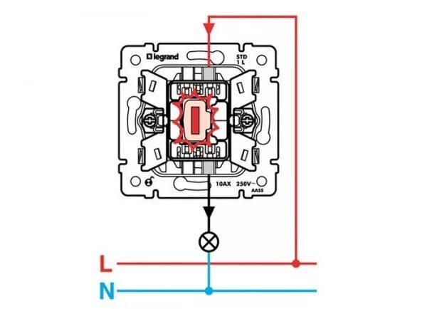 Проходной выключатель одноклавишный с подсветкой подключение Подключение выключателя с подсветкой: схема, устройстово, особенности - Home Mad