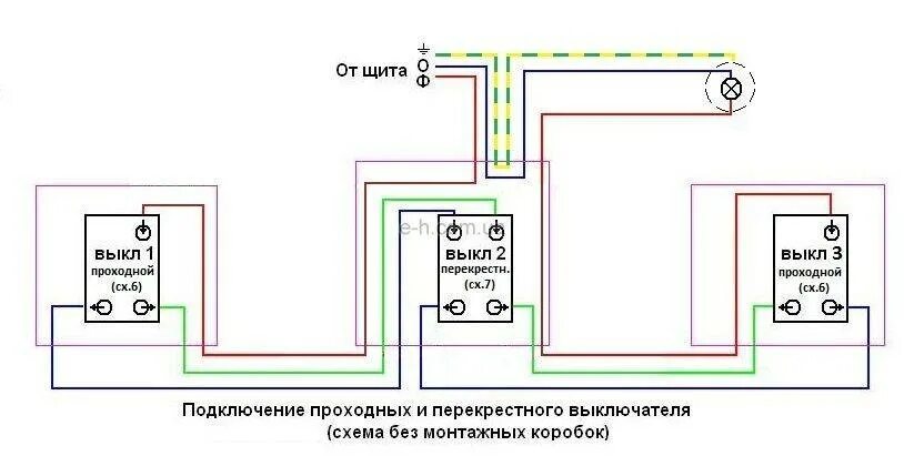 Проходной выключатель с диммером схема подключения Проходной диммер (перекрестный): схема подключения и особенности использования