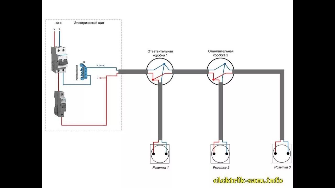 Проходные розетки подключение схема подключения электропроводка своими руками 03 - YouTube