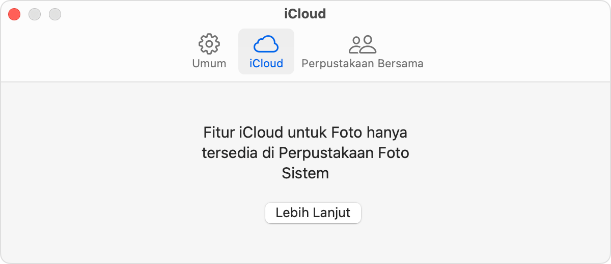 Произошла ошибка при подключении к icloud Menentukan Perpustakaan Foto Sistem di Foto - Apple Support (ID)