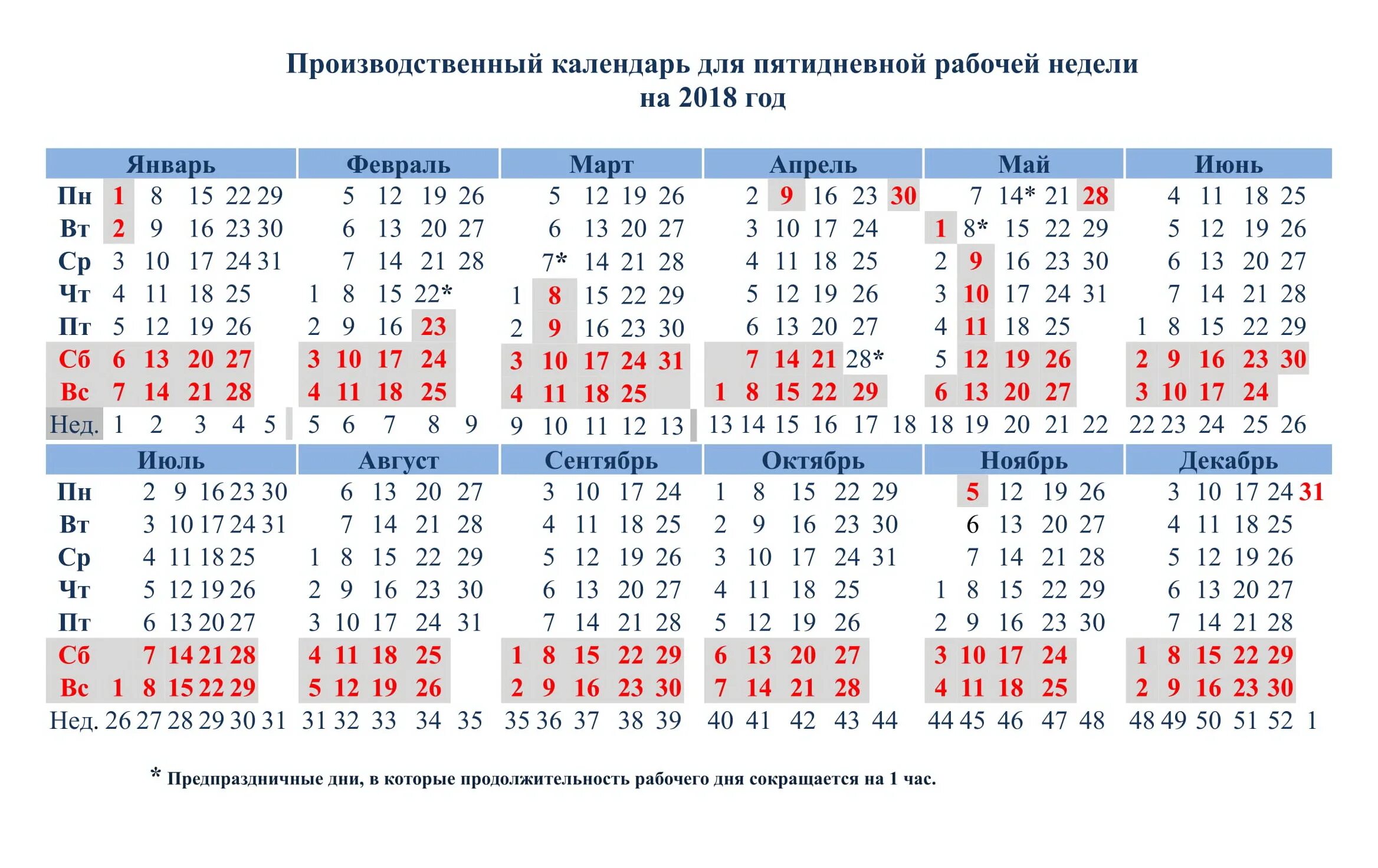 Производственный календарь 2018 года с праздниками Дэн Луганский - LiveJournal