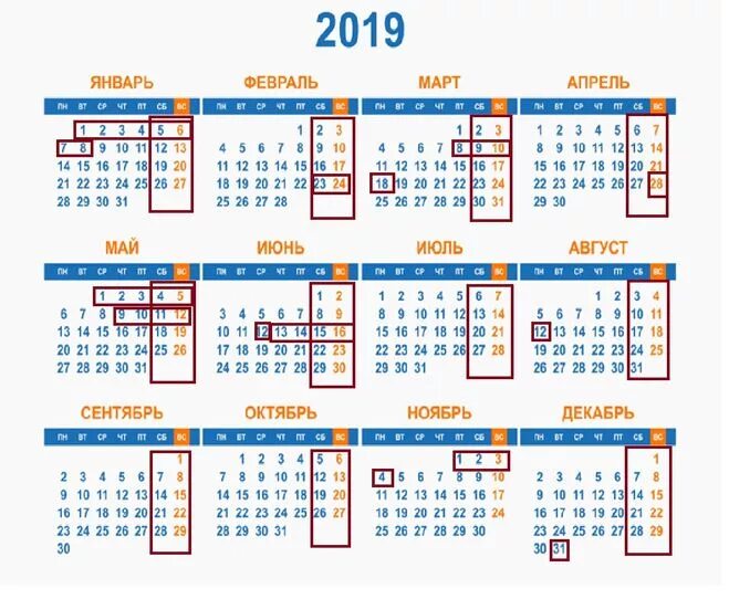 Производственный календарь 2019 года с праздниками Календарь праздничных выходных дней 2019 в Крыму, какие нерабочие дни?