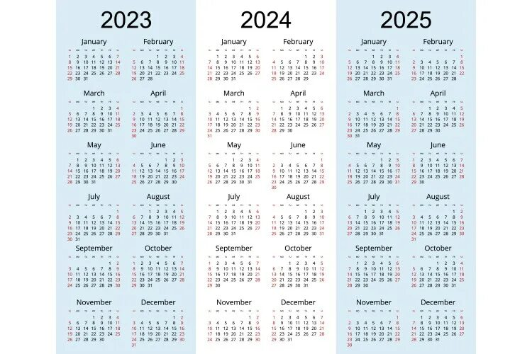 Производственный календарь 2024 2025 уч год Calendar planner 2024 2025 2026 corporate Vector Image