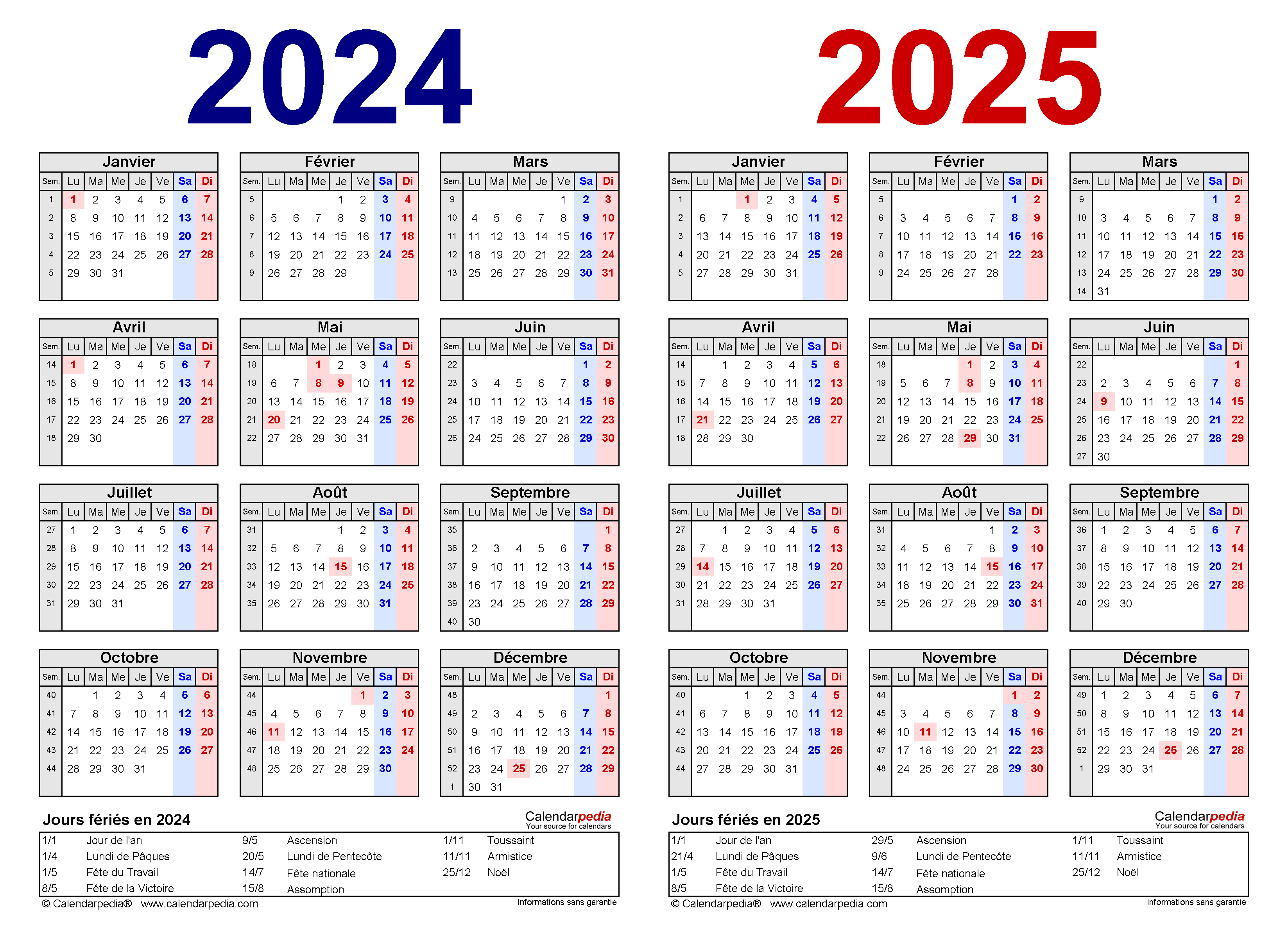 Производственный календарь 2024 2025 в эксель Calendrier 2024 et 2025 Excel, Word et PDF - Calendarpedia