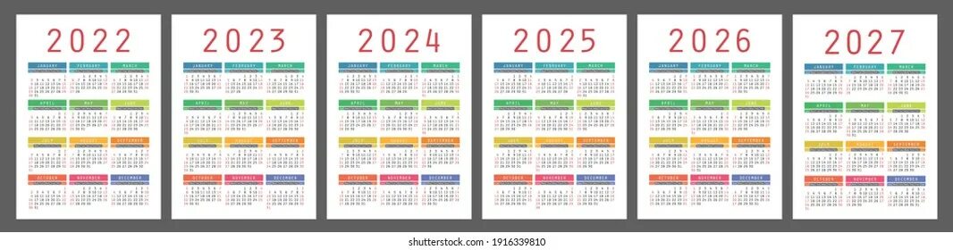 Производственный календарь 2025 2026 2027 August 2027 : images, photos et images vectorielles de stock Shutterstock