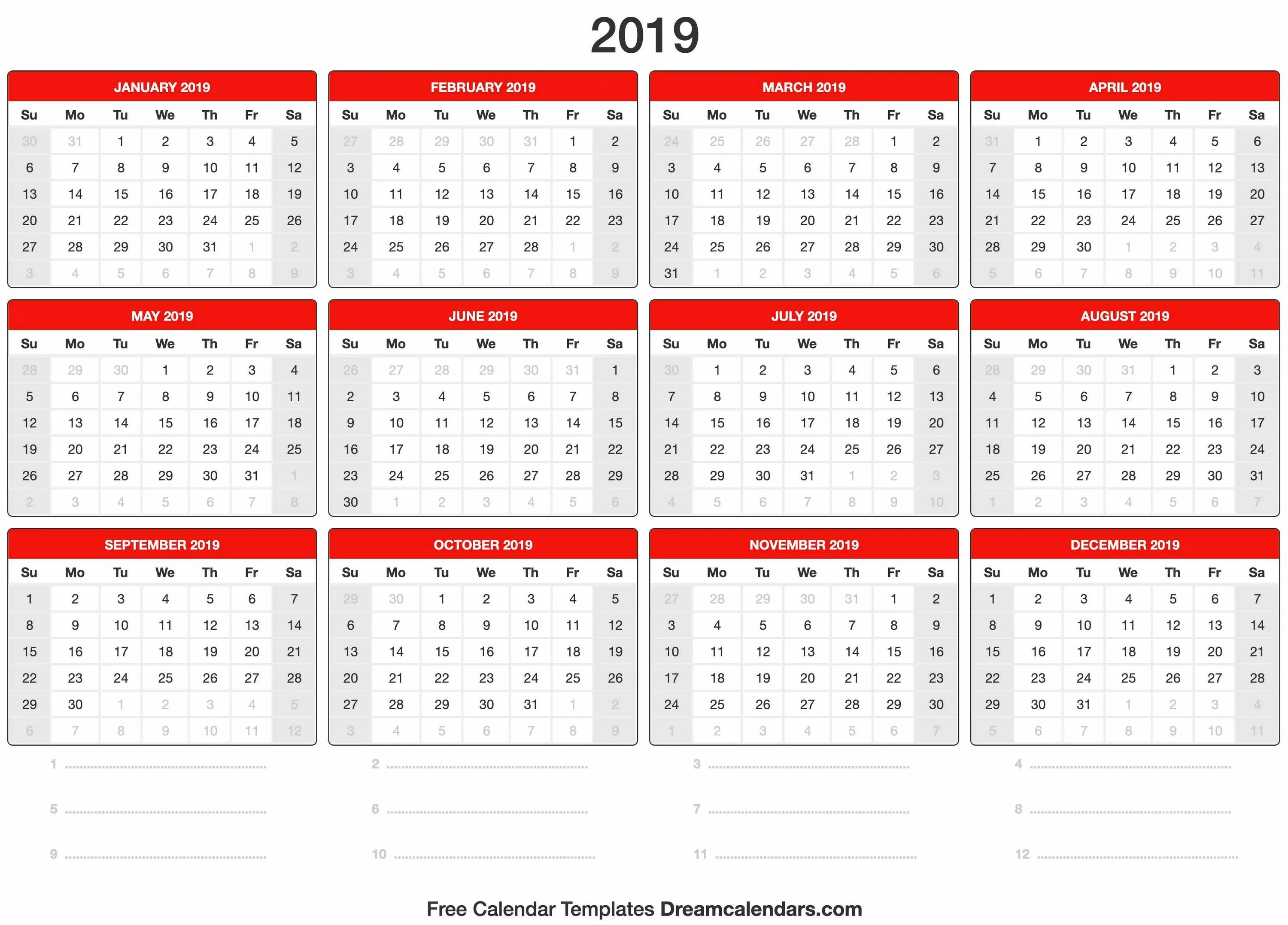 Производственный календарь 2025 с номерами недель 2019 Calendar Template Plantilla de calendario para imprimir, Plantilla de calen