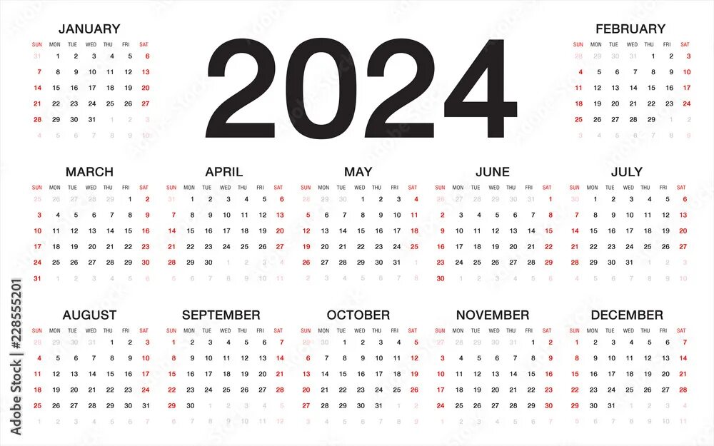 Производственный календарь 2025 с нумерацией недель calendar 2024, Week starts from Sunday, business template Векторный объект Stock