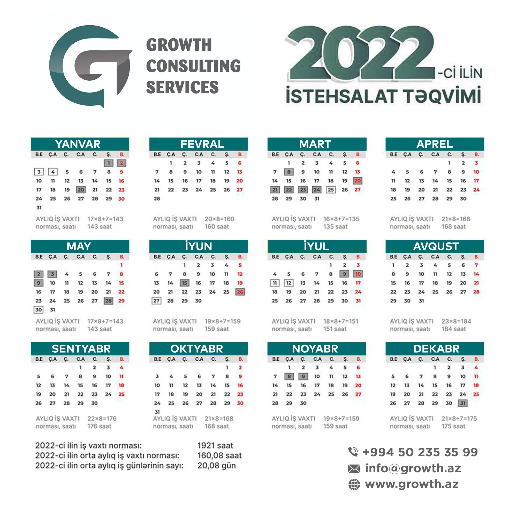 Производственный календарь азербайджан 2025 Production calendar 2022 - Growth.az