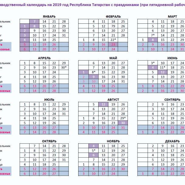 Производственный календарь республики татарстан 2025 Скачать производственный календарь на 2019 - Производственный календарь на 2019 