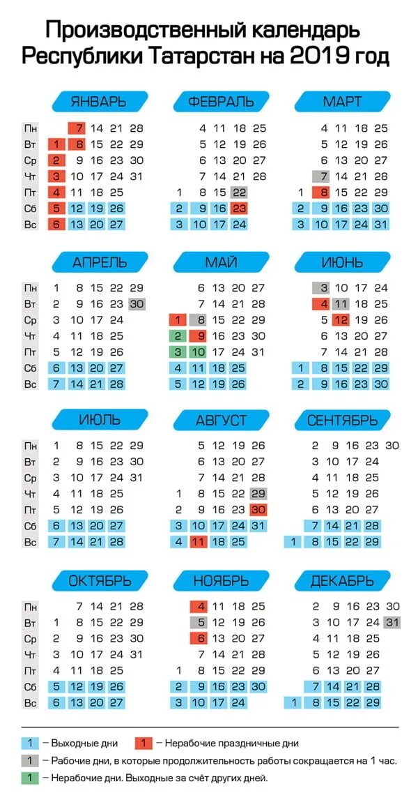 Производственный календарь татарстан с праздниками Производственный календарь на 2019 год Республики Татарстан. Где скачать?