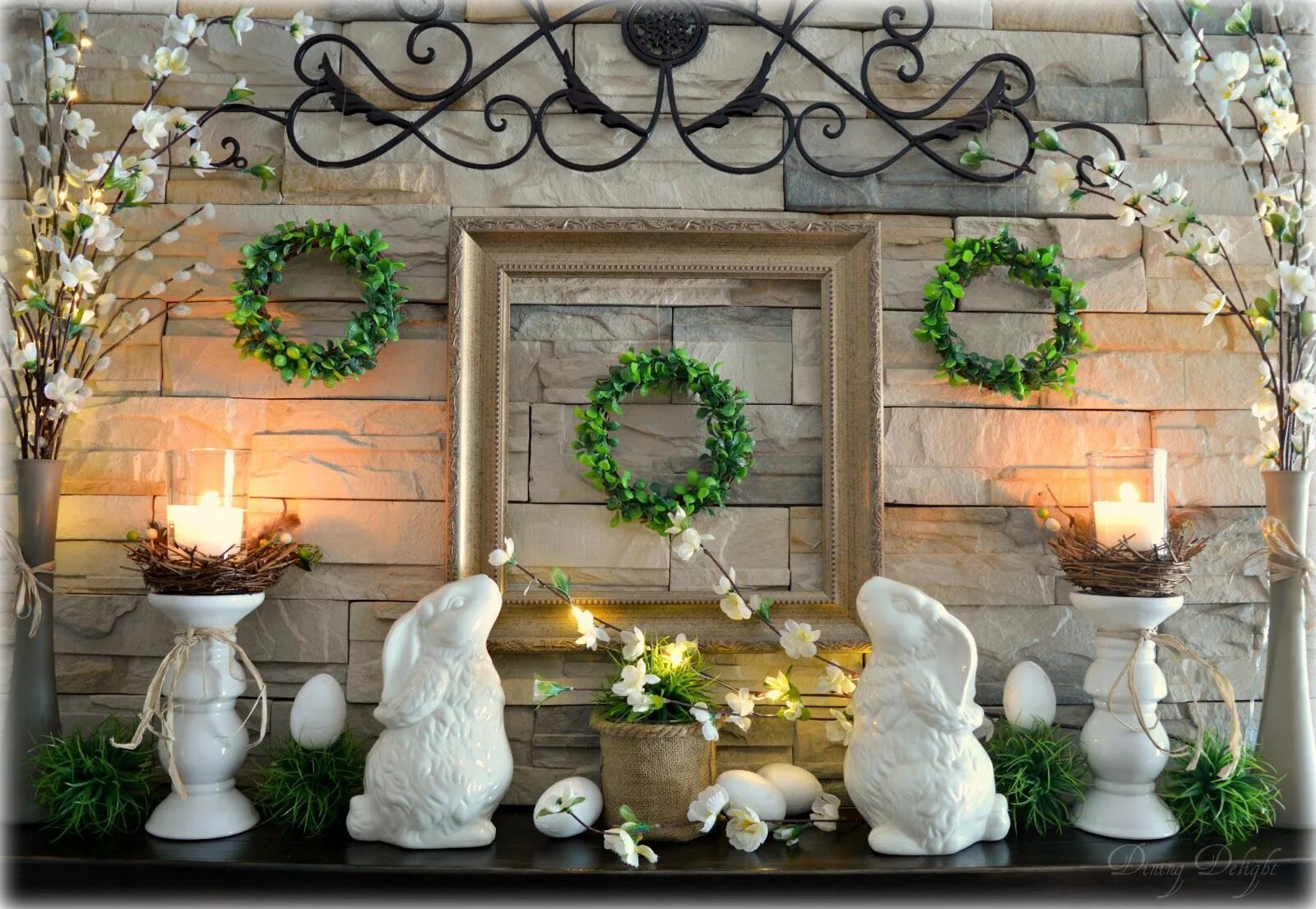 Производство декора для дома Spring Mantel & Hearth Spring mantel decorating ideas, Spring easter decor, Mant