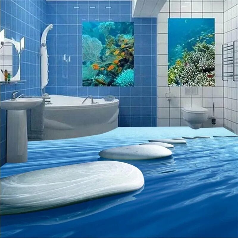 Производство фото плитки beibehang Customized wallpaper 3D cobbled painted floor tile tile painting home 