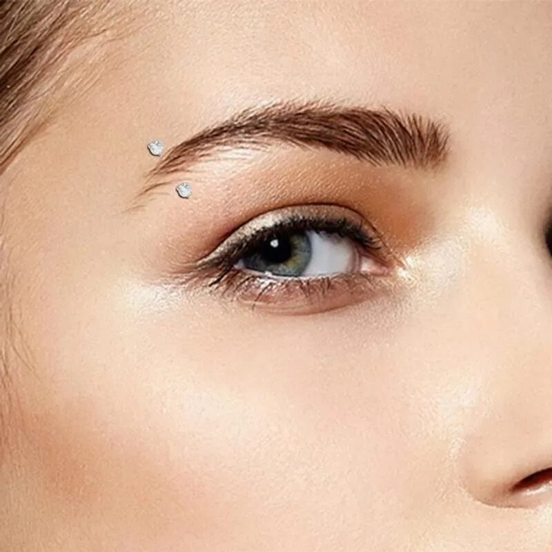 Прокол брови фото Stainless Steel Eyebrow Piercing Ring Crystal Curved Glitter Eyebrow Helix Pierc