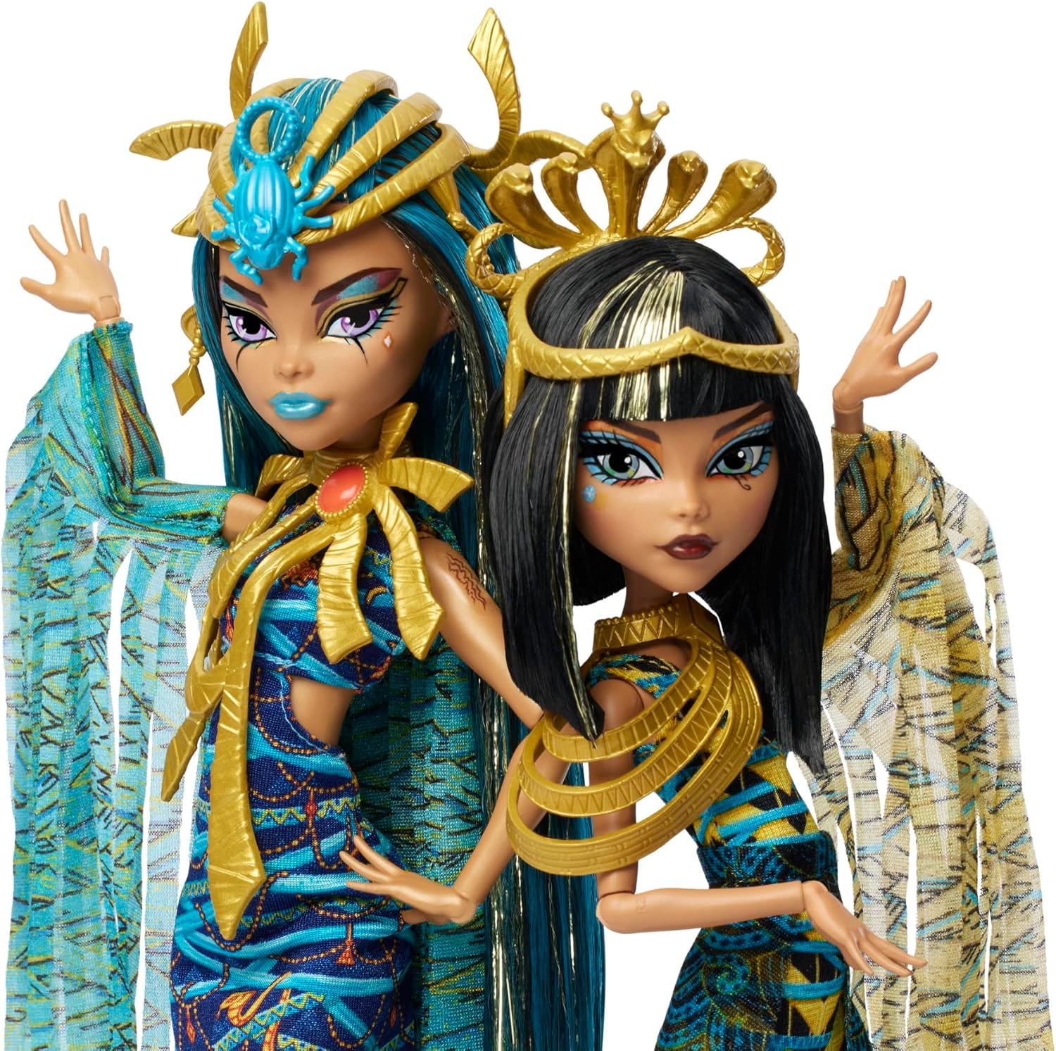 Промо фото кукол Monster High Mummy Majesties Cleo and Nefera De Nile Collectible Two-Pack G1 dol