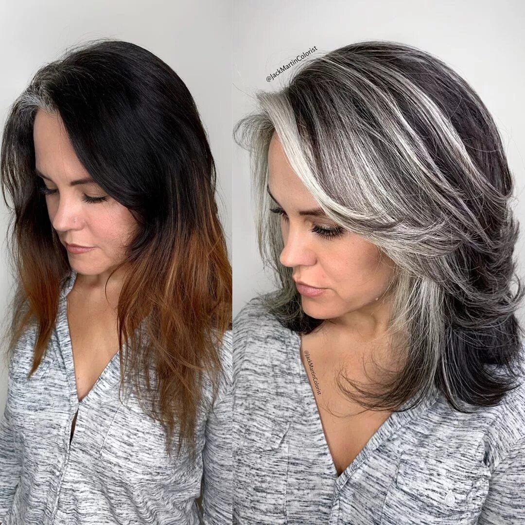 Прошивка седины техника фото ᒍ ᗩ ᑕ K ᗰ ᗩ ᖇ TI ᑎ on Instagram: "Some ladies they only have heavy grey around t