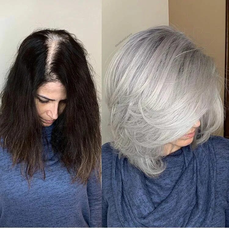 Прошивка седины техника покраски фото 10 Times Jack Martin Helped His Clients Go Gray Grey hair modern, Grey hair tran