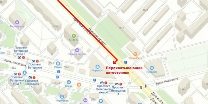 Проспект ветеранов санкт петербург бульвар новаторов фото У метро "Проспект Ветеранов" откроют перехватывающую парковку