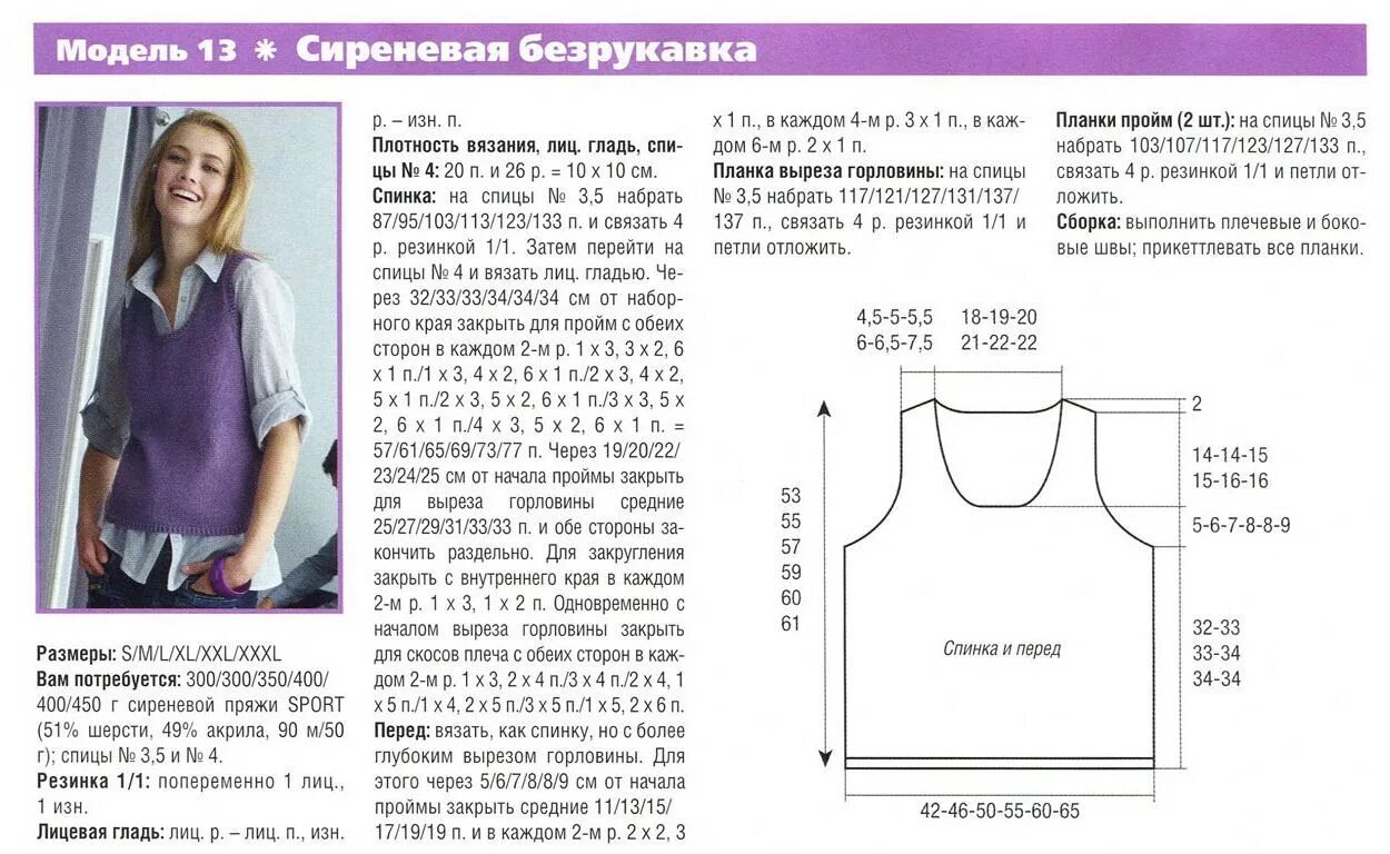 Простая безрукавка спицами для женщин схемы Женские безрукавки для начинающих