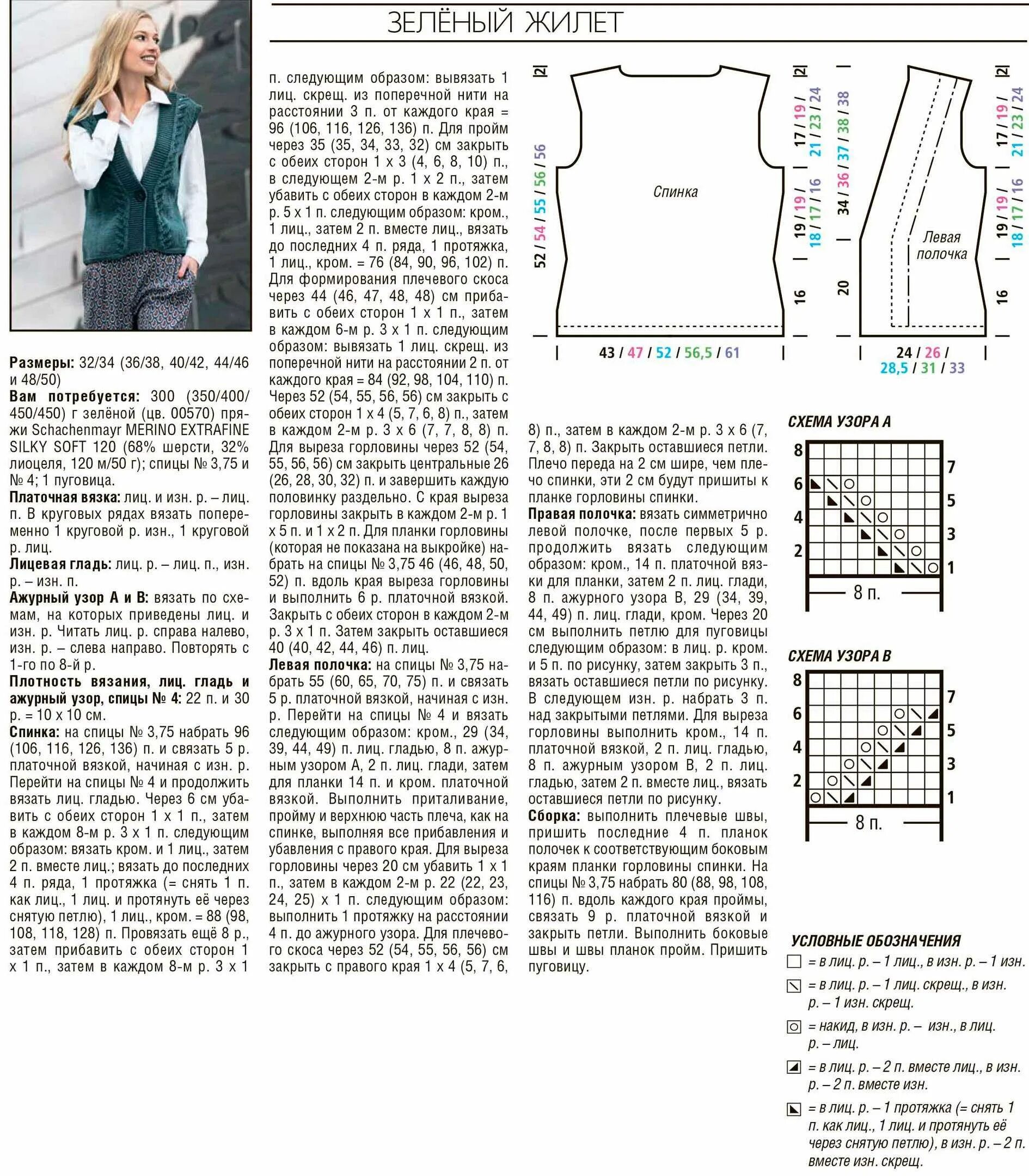 Простая безрукавка спицами схема Жилет связанный спицами схема
