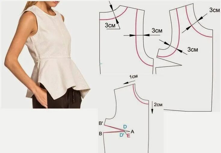 Простая блузка без рукавов выкройка Moda e Dicas de Costura: TRANSFORMAÇÃO DE BLUSA - 2 Padrões de moda, Padrões de 