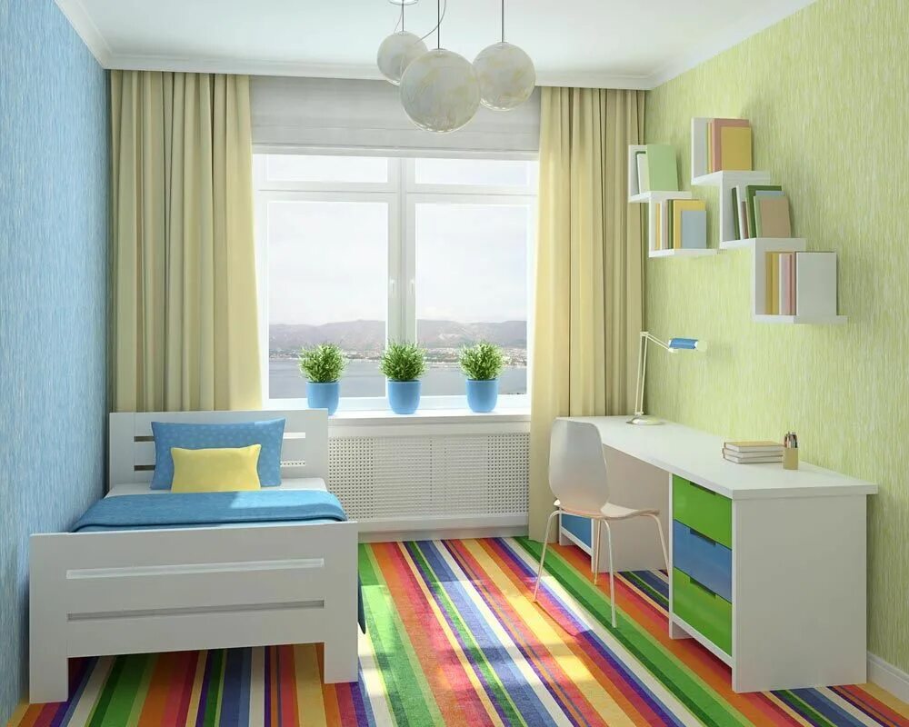 Простая детская фото Зеленые Обои В Интерьере: 200+ (Фото) Дизайна Для Стен Kids bedroom designs, Bed