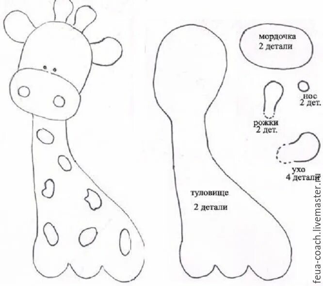 Простая игрушка из фетра выкройка Изготавливаем симпатичного жирафика из фетра: Мастер-Классы в журнале Ярмарки Ма