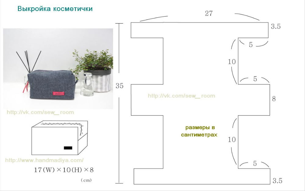 Простая косметичка своими руками выкройки как выкроить косметичку - Яндекс: нашлось 149 тыс. результатов Выкройки, Космети