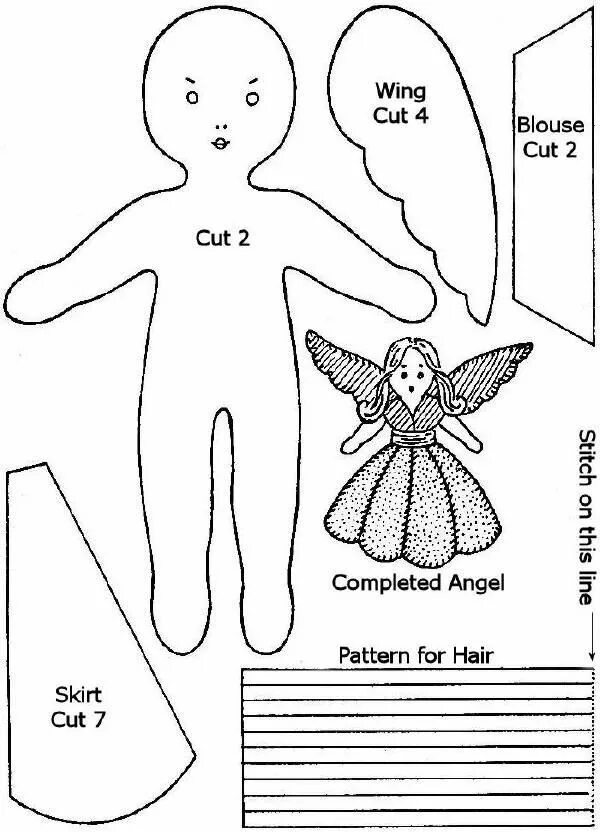 Простая кукла своими руками выкройки Free Printable Angel Pattern - Search in 2022 Free craft patterns, Sewing dolls,