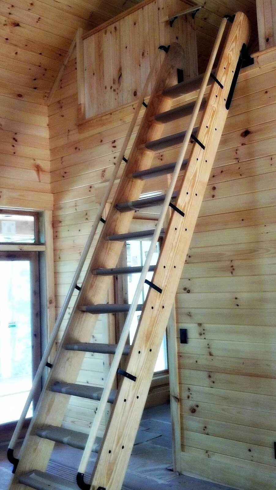 Простая лестница на даче своими руками Gralin Associates Inc.: Retracting Ship's Ladder Loft stairs, Tiny house stairs,