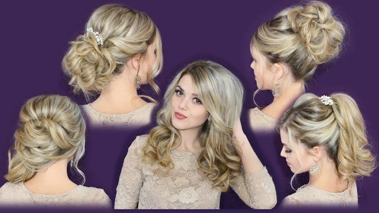 Curly wedding prom hairstyles for long hair. - YouTube