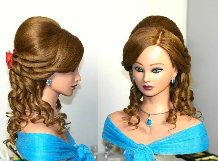 Простая праздничная прическа на длинные волосы Prom, bridal hairstyle for medium long hair with curls Hair tutorials for medium