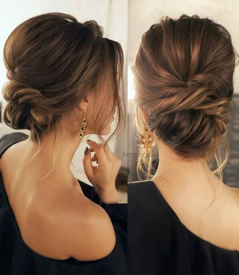 Простая прическа на вечер на средние волосы Pin by Sami Moore on Hair Bridal hair updo, Hair lengths, Hair