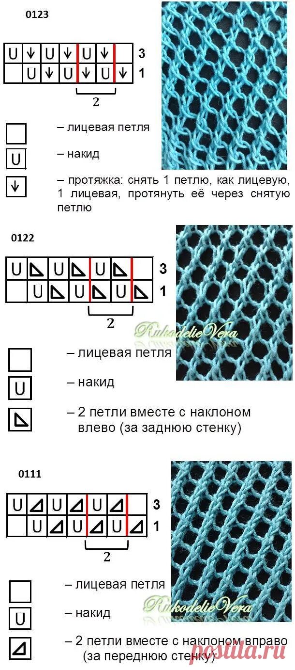 Простая сетка спицами схемы Ажурные узоры сетка с наклоном спицами. - Ажурные узоры - Образцы схемы Узоры, м