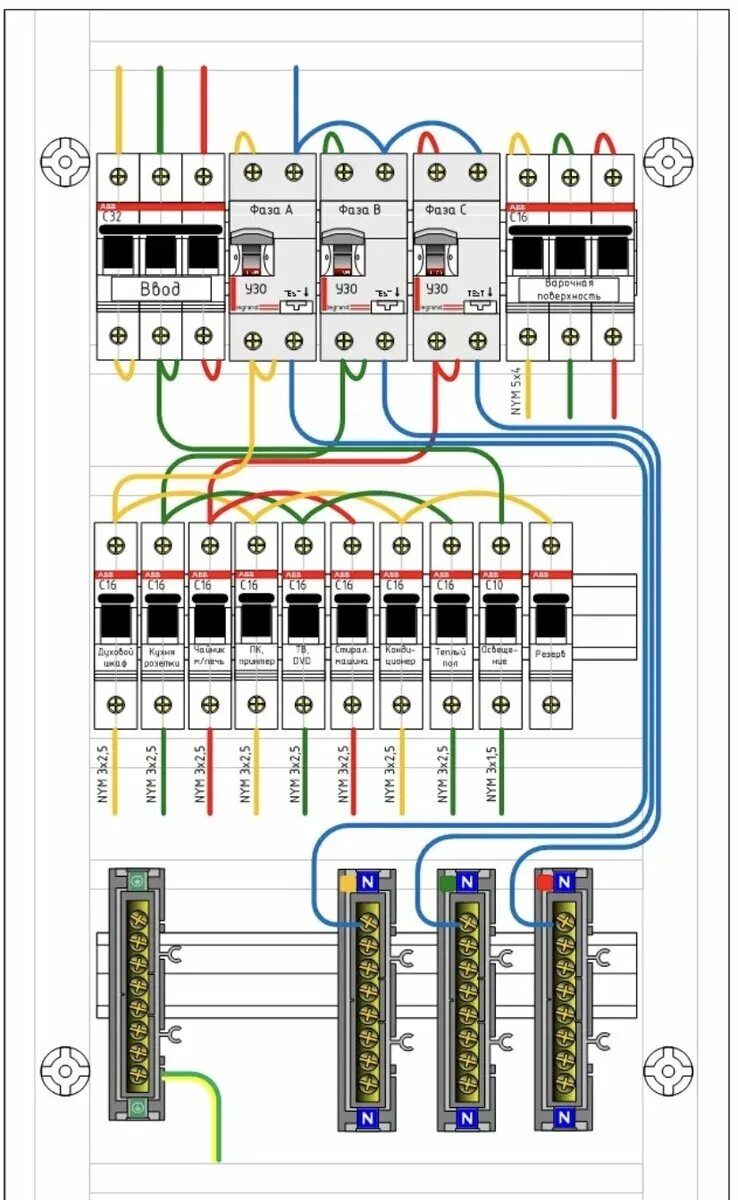 Простая схема 3 фазного щита Собирательный образ правильного электрика или как выбрать бригаду монтажников. Л
