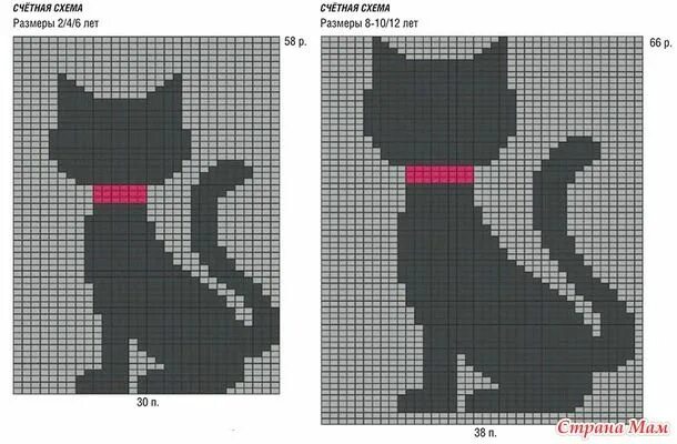 Простая схема котика спицами Пин на доске Вышивка коты