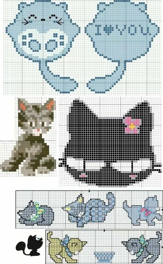 Простая схема котика спицами Узор "Кошки" Дамская копилка Cat cross stitch pattern, Beaded cross stitch, Plas