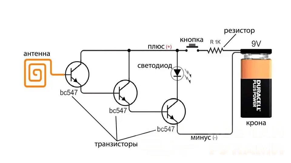 Простая схема скрытой проводки Простой детектор скрытой проводки своими руками Блог самостройщика Дзен