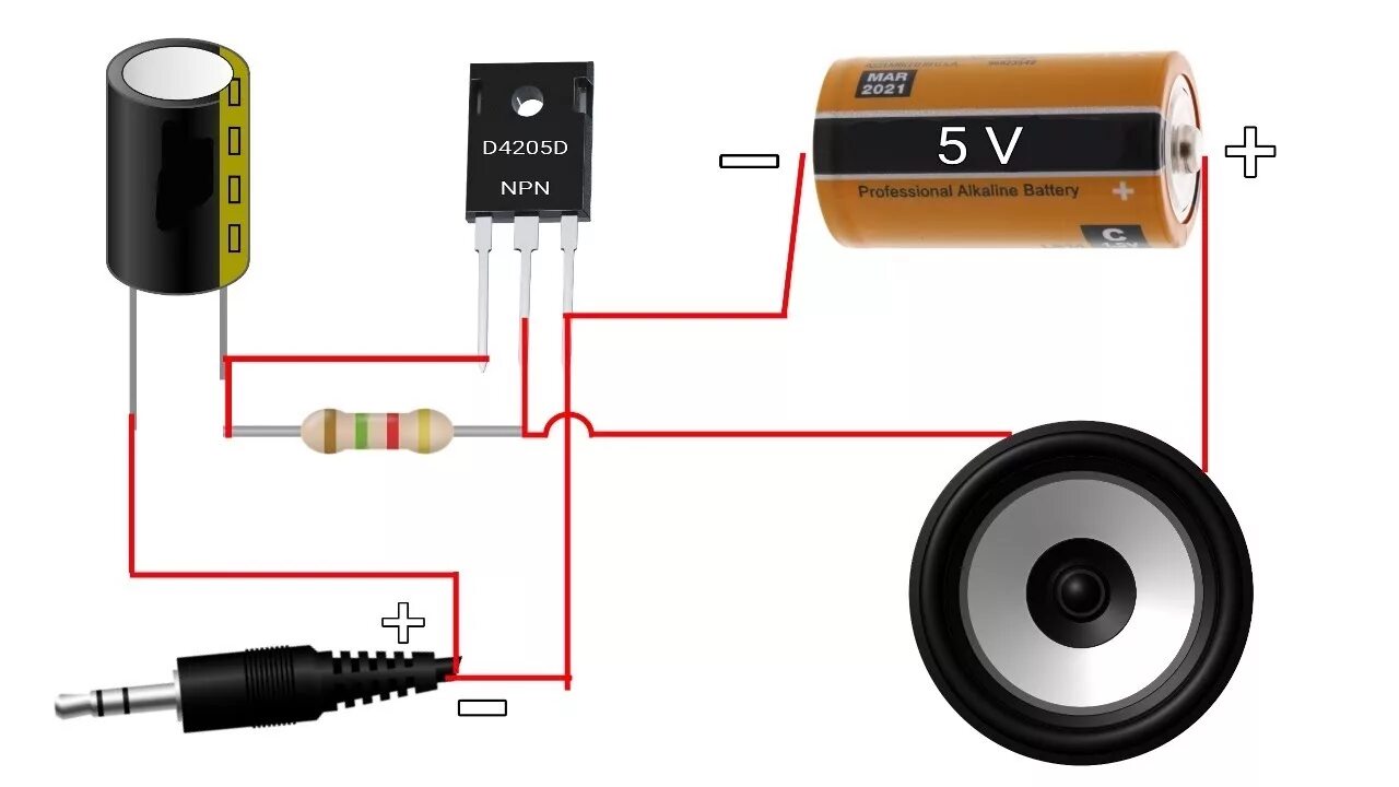 Простая схема усилителя звука своими руками Modified audio amplifier circuit board single transistor D4205D youtube no. 1 tr