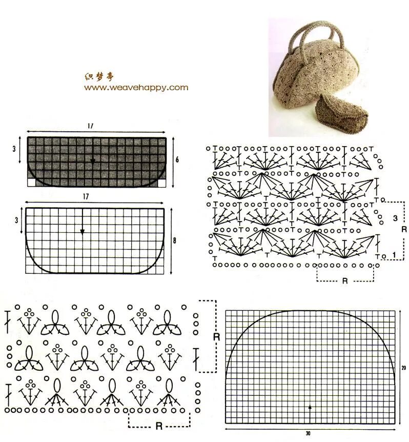 Простая схема вязания сумки крючком Картинки СВЯЗАТЬ СУМКУ КРЮЧКОМ СО СХЕМОЙ