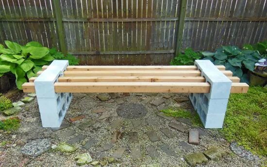 Простая своими руками фото Garden Bench Build - No Drill, No Saw, All Easy Garden bench diy, Cinder block b