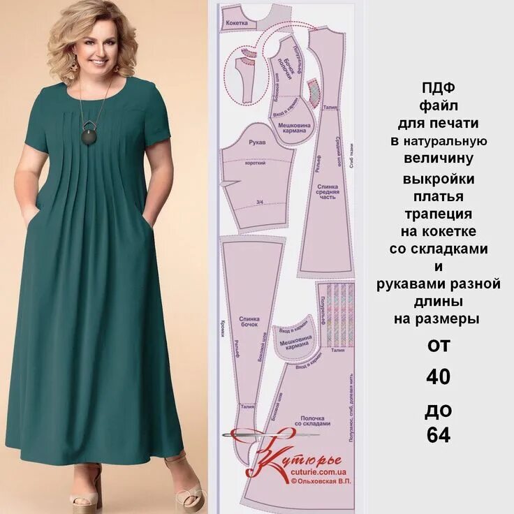 Простая выкройка платья для полных женщин #modelagem, #moda #patrones, #costura, #moldesprontos, #fashions 4EB Выкройка пл