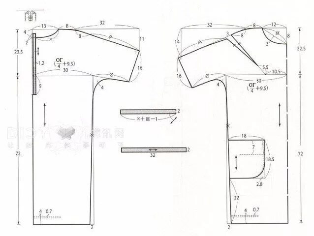 Простая выкройка платья рукав Patrón de vestido de túnica con mangas tselnokroenymi y un sujetador en la parte