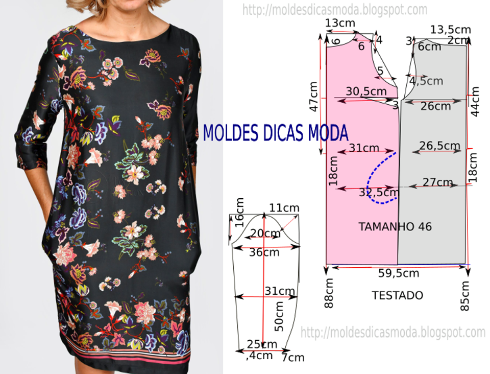 Простая выкройка платья своими руками Como Fazer Vestido de Verão Simples e Fácil passo a passo Fazer vestido, Moda, V