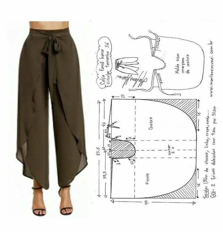 Простая выкройка широких женских брюк из трикотажа #palazzo #trousers #pattern #palazzotrouserspattern Trousers pattern, Fashion se