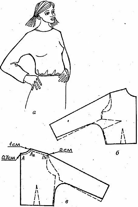 Простая выкройка цельнокроеного рукава 4.4. Образование нового покроя изделий посредством моделирования / Профессия "по