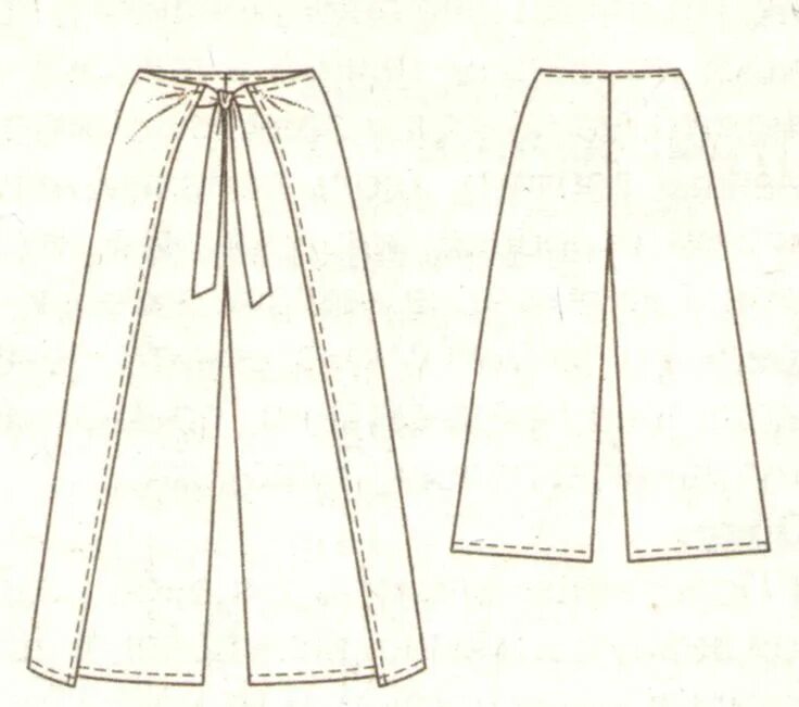 Простая выкройка юбка брюки для женщин Оригинальные брюки для пляжа и не только. Выкройка Pantalons paréos, Couture pou