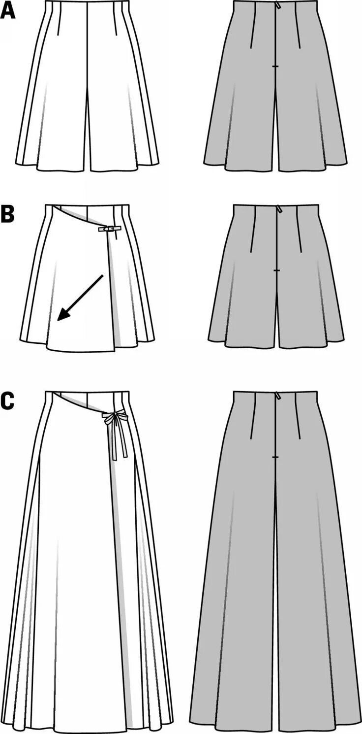 Простая выкройка юбки брюк Line Drawing Узорчатые брюки, Выкройка брюк, Летние рубашки